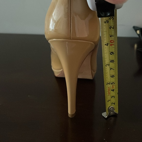 Cole Haan open toe patent leather platform pumps Nike air Beige Nude Size 8 - Picture 4 of 4